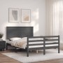 Gray solid wood bed frame with headboard 120x200 cm by vidaXL, Beds and slatted bases - Ref: Foro24-3195218, Price: 148,19 €,...