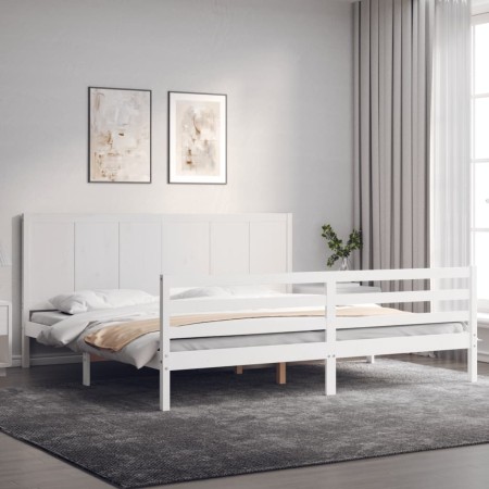 Estructura de cama con cabecero madera maciza blanco 200x200 cm de vidaXL, Camas y somieres - Ref: Foro24-3194527, Precio: 18...