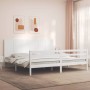 White solid wood bed frame with headboard 200x200 cm by vidaXL, Beds and slatted bases - Ref: Foro24-3194527, Price: 181,80 €...