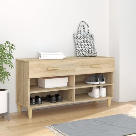 Mueble zapatero madera contrachapada roble Sonoma 102x35x55 cm de vidaXL, Zapateros y organizadores de calzado - Ref: Foro24-...