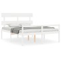 Elderly bed solid wood headboard white 160x200 cm by vidaXL, Beds and slatted bases - Ref: Foro24-3195362, Price: 169,61 €, D...