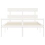 Elderly bed solid wood headboard white 160x200 cm by vidaXL, Beds and slatted bases - Ref: Foro24-3195362, Price: 169,61 €, D...