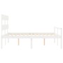 Elderly bed solid wood headboard white 160x200 cm by vidaXL, Beds and slatted bases - Ref: Foro24-3195362, Price: 169,61 €, D...