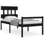 Bed frame with black solid wood headboard 90x200 cm by vidaXL, Beds and slatted bases - Ref: Foro24-3195405, Price: 105,99 €,...