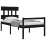 Bed frame with black solid wood headboard 90x200 cm by vidaXL, Beds and slatted bases - Ref: Foro24-3195405, Price: 105,99 €,...