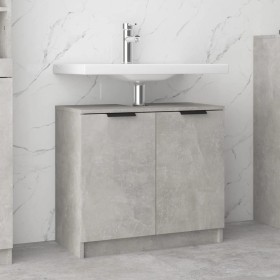 Armario de baño contrachapado gris hormigón 64,5x33,5x59 cm de vidaXL, Taquillas y armarios de almacenamiento - Ref: Foro24-8...