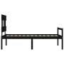 Bed frame with black solid wood headboard 90x200 cm by vidaXL, Beds and slatted bases - Ref: Foro24-3195405, Price: 105,99 €,...