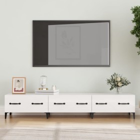 Mueble de TV madera contrachapada blanco brillo 150x34,5x30 cm de vidaXL, Muebles TV - Ref: Foro24-812651, Precio: 88,99 €, D...