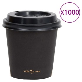 Vasos de papel para café con tapas 1000 uds negro 120 ml de vidaXL, Vasos desechables - Ref: Foro24-51596, Precio: 58,99 €, D...