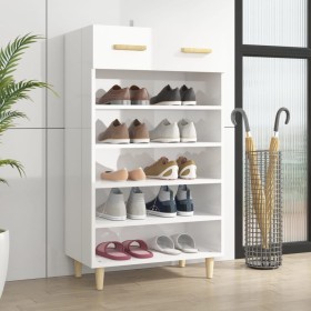 Glossy white plywood shoe cabinet 60x35x105 cm by vidaXL, Shoe racks and shoe organizers - Ref: Foro24-812786, Price: 65,42 €...