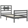 Gray solid wood bed frame with headboard 90x200 cm by vidaXL, Beds and slatted bases - Ref: Foro24-3194428, Price: 106,87 €, ...