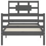 Gray solid wood bed frame with headboard 90x200 cm by vidaXL, Beds and slatted bases - Ref: Foro24-3194428, Price: 106,87 €, ...