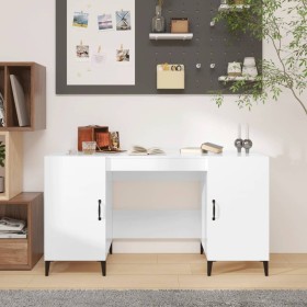 Plywood white glossy desk 140x50x75 cm by vidaXL, Desks - Ref: Foro24-812777, Price: 116,99 €, Discount: %