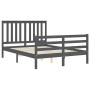 Gray solid wood bed frame with headboard 140x200 cm by vidaXL, Beds and slatted bases - Ref: Foro24-3194248, Price: 161,99 €,...