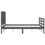 Gray solid wood bed frame with headboard 140x200 cm by vidaXL, Beds and slatted bases - Ref: Foro24-3194248, Price: 161,99 €,...