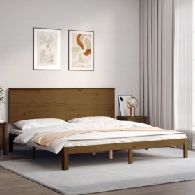 Estructura cama y cabecero madera maciza marrón miel 200x200 cm de vidaXL, Camas y somieres - Ref: Foro24-3193684, Precio: 17...