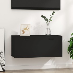 Black plywood wall cabinet 80x35x36.5 cm by vidaXL, Shelves and shelves - Ref: Foro24-812934, Price: 52,84 €, Discount: %