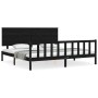 Estructura de cama con cabecero madera maciza negro 200x200 cm de vidaXL, Camas y somieres - Ref: Foro24-3193425, Precio: 213...