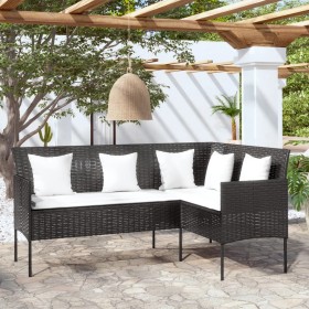 L-förmiges Sofa mit schwarzen synthetischen Rattankissen von vidaXL, Outdoor-Sofas - Ref: Foro24-318584, Preis: 188,14 €, Rab...