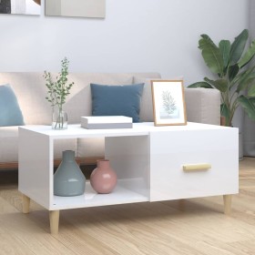 Couchtisch aus glänzend weißem Sperrholz, 89,5 x 50 x 40 cm von vidaXL, Couchtisch - Ref: Foro24-812660, Preis: 59,08 €, Raba...