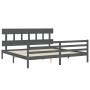 Gray solid wood bed frame with headboard 200x200 cm by vidaXL, Beds and slatted bases - Ref: Foro24-3195178, Price: 165,62 €,...