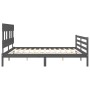 Gray solid wood bed frame with headboard 200x200 cm by vidaXL, Beds and slatted bases - Ref: Foro24-3195178, Price: 165,62 €,...