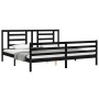 Bed frame with black solid wood headboard 200x200 cm by vidaXL, Beds and slatted bases - Ref: Foro24-3194725, Price: 166,63 €...