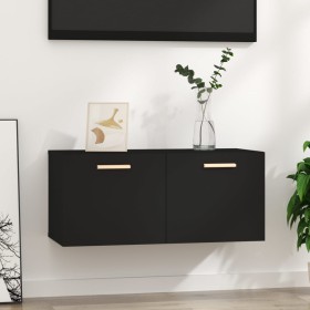 Black engineered wood wall cabinet 80x35x36.5 cm by vidaXL, Shelves and shelves - Ref: Foro24-812925, Price: 43,99 €, Discoun...