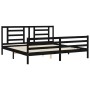 Bed frame with black solid wood headboard 200x200 cm by vidaXL, Beds and slatted bases - Ref: Foro24-3194725, Price: 166,63 €...