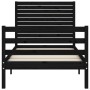 Solid black wood bed frame with headboard 90x200 cm by vidaXL, Beds and slatted bases - Ref: Foro24-3195015, Price: 135,99 €,...