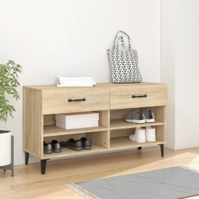 Mueble zapatero madera contrachapada roble Sonoma 102x35x55 cm de vidaXL, Zapateros y organizadores de calzado - Ref: Foro24-...