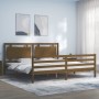 Honey brown solid wood bed frame and headboard 200x200 cm by vidaXL, Beds and slatted bases - Ref: Foro24-3194074, Price: 179...