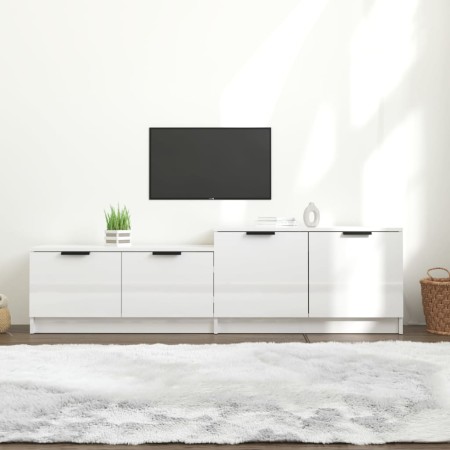 Mueble TV madera contrachapada blanco brillante 158,5x36x45 cm de vidaXL, Muebles TV - Ref: Foro24-811490, Precio: 68,99 €, D...