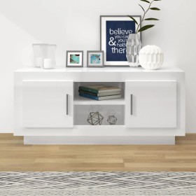 Glossy white plywood TV cabinet 102x35x45 cm by vidaXL, TV Furniture - Ref: Foro24-811796, Price: 68,99 €, Discount: %