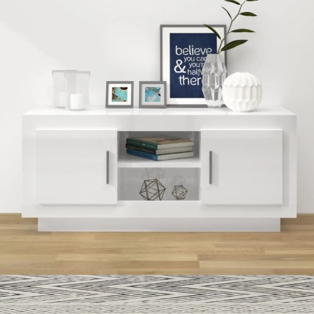 Mueble de TV madera contrachapada blanco brillo 102x35x45 cm de vidaXL, Muebles TV - Ref: Foro24-811796, Precio: 69,24 €, Des...