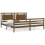 Honey brown solid wood bed frame and headboard 200x200 cm by vidaXL, Beds and slatted bases - Ref: Foro24-3194074, Price: 179...