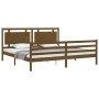 Honey brown solid wood bed frame and headboard 200x200 cm by vidaXL, Beds and slatted bases - Ref: Foro24-3194074, Price: 179...