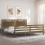 Estructura cama y cabecero madera maciza marrón miel 200x200 cm de vidaXL, Camas y somieres - Ref: Foro24-3194074, Precio: 18...