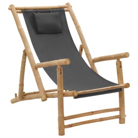 Bamboo and Dark Gray Canvas Beach Chair by vidaXL, Garden chairs - Ref: Foro24-318595, Price: 74,99 €, Discount: %