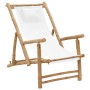 Silla de playa de bambú y lona blanco crema de vidaXL, Sillas de jardín - Ref: Foro24-318594, Precio: 52,99 €, Descuento: %