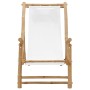 Silla de playa de bambú y lona blanco crema de vidaXL, Sillas de jardín - Ref: Foro24-318594, Precio: 52,99 €, Descuento: %