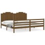 Estructura cama y cabecero madera maciza marrón miel 200x200 cm de vidaXL, Camas y somieres - Ref: Foro24-3194204, Precio: 19...