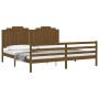 Estructura cama y cabecero madera maciza marrón miel 200x200 cm de vidaXL, Camas y somieres - Ref: Foro24-3194204, Precio: 19...