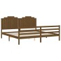 Estructura cama y cabecero madera maciza marrón miel 200x200 cm de vidaXL, Camas y somieres - Ref: Foro24-3194204, Precio: 19...