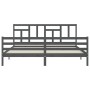 Gray solid wood bed frame with headboard 200x200 cm by vidaXL, Beds and slatted bases - Ref: Foro24-3194983, Price: 164,38 €,...