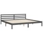 Gray solid wood bed frame with headboard 200x200 cm by vidaXL, Beds and slatted bases - Ref: Foro24-3194983, Price: 164,38 €,...