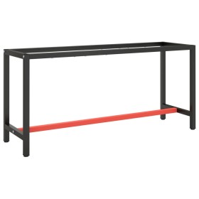 Estructura banco de trabajo metal negro y rojo mate 170x50x79cm de vidaXL, Patas para mesas - Ref: Foro24-151452, Precio: 100...