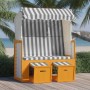 Silla playa Strandkorb dosel ratán sintético madera blanco gris de vidaXL, Tumbonas - Ref: Foro24-318654, Precio: 201,53 €, D...