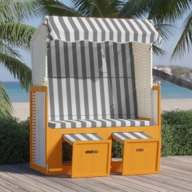 Silla playa Strandkorb dosel ratán sintético madera blanco gris de vidaXL, Tumbonas - Ref: Foro24-318654, Precio: 201,53 €, D...