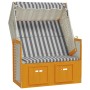 Silla playa Strandkorb dosel ratán sintético madera blanco gris de vidaXL, Tumbonas - Ref: Foro24-318654, Precio: 201,53 €, D...